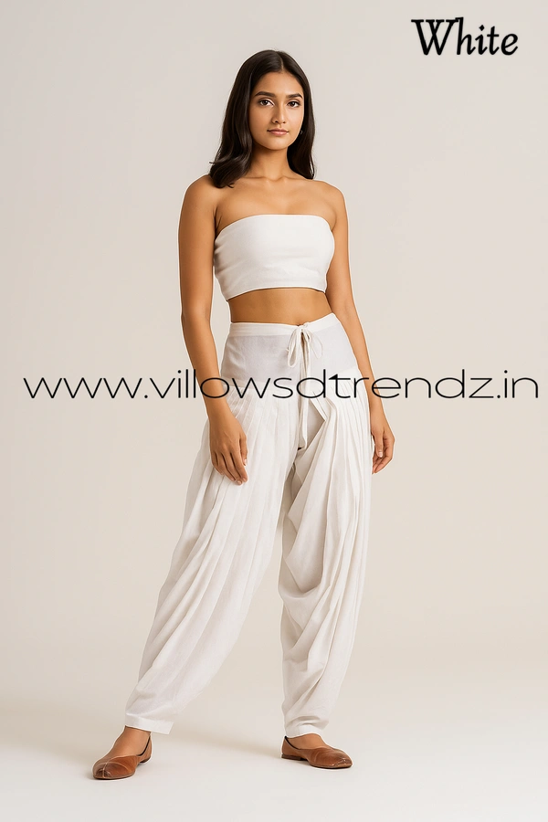 Ruthvi Ethnics Jaipur Cotton Patiyala| Shalwar |Free Size|100% Cotton |White | JP145009 - One Size, White