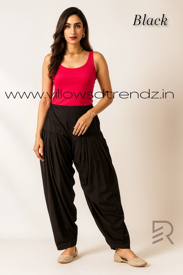 Ruthvi Ethnics Jaipur Cotton Patiyala| Shalwar |Free Size|100% Cotton | Black | JP145011 - One Size, Black