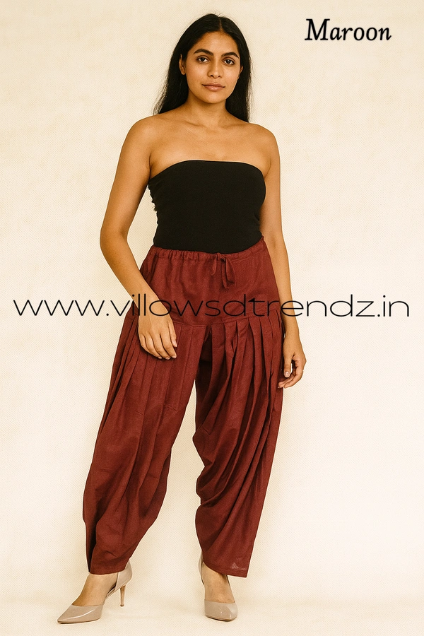 Ruthvi Ethnics Jaipur Cotton Patiyala| Shalwar |Free Size|100% Cotton | Maroon | JP145020 - One Size, Maroon