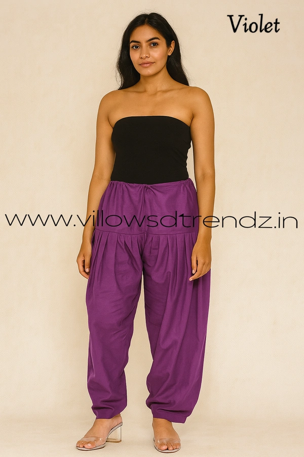 Ruthvi Ethnics Jaipur Cotton Patiyala| Shalwar |Free Size|100% Cotton | Violet | JP145023 - One Size, Violet