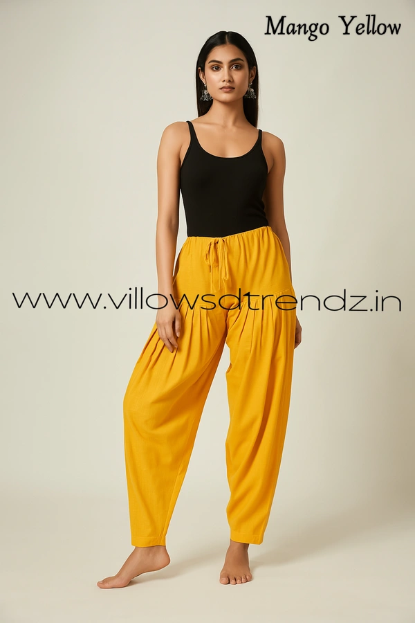 Ruthvi Ethnics Jaipur Cotton Patiyala| Shalwar |Free Size|100% Cotton | Mango Yellow | JP145019 - One Size, Mango Yellow