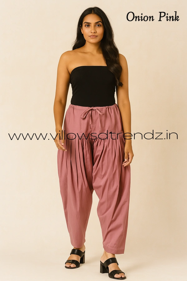 Ruthvi Ethnics Jaipur Cotton Patiyala| Shalwar |Free Size|100% Cotton | Onion Pink | JP145025 - One Size, Onion Pink