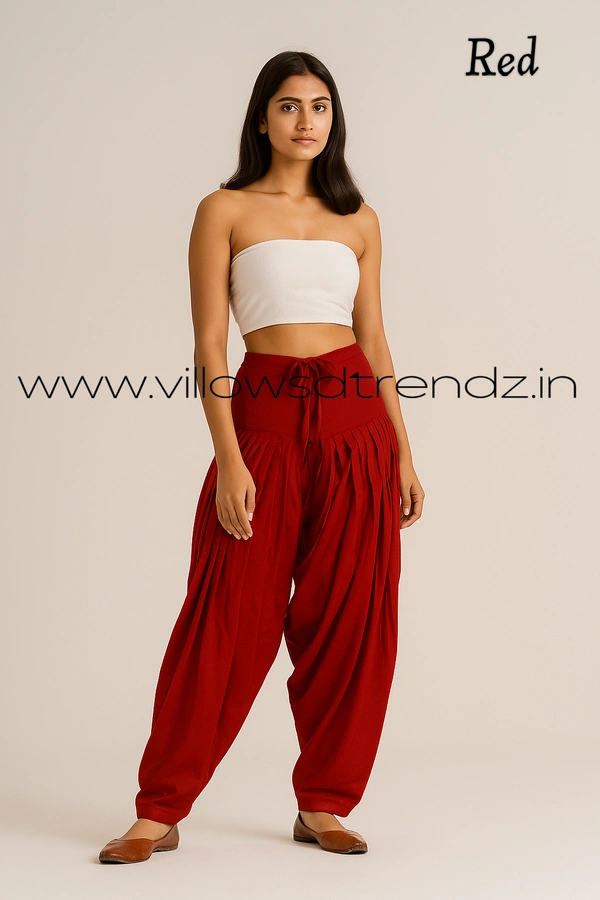 Ruthvi Ethnics Jaipur Cotton Patiyala| Shalwar |Free Size|100% Cotton |Red | JP145008 - One Size, Red