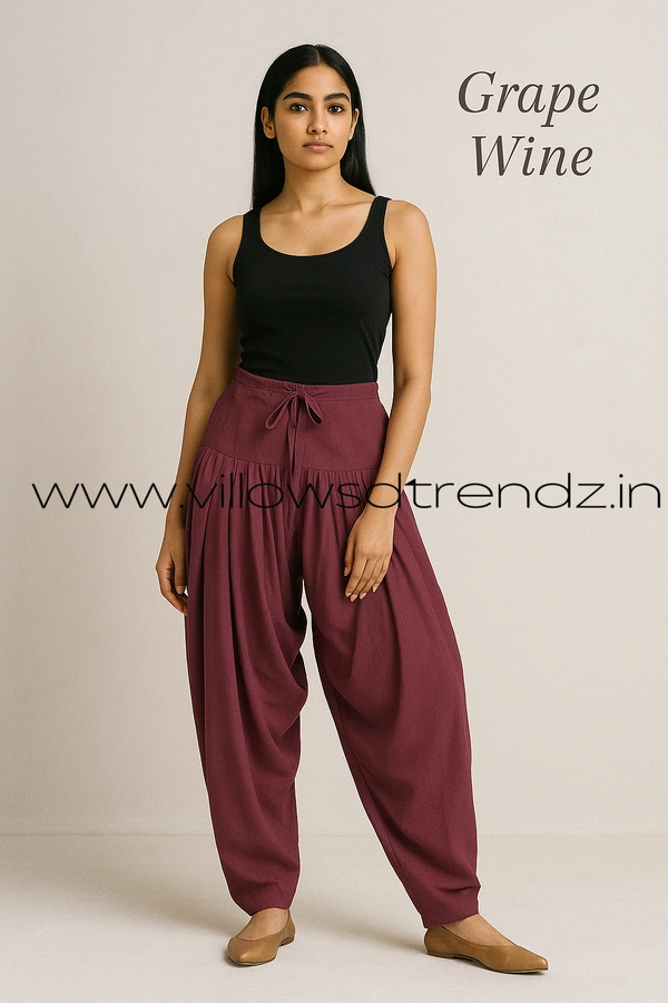 Ruthvi Ethnics Jaipur Cotton Patiyala| Shalwar |Free Size|100% Cotton  | Grape Wine | JP145002 - One Size, Grape Wine
