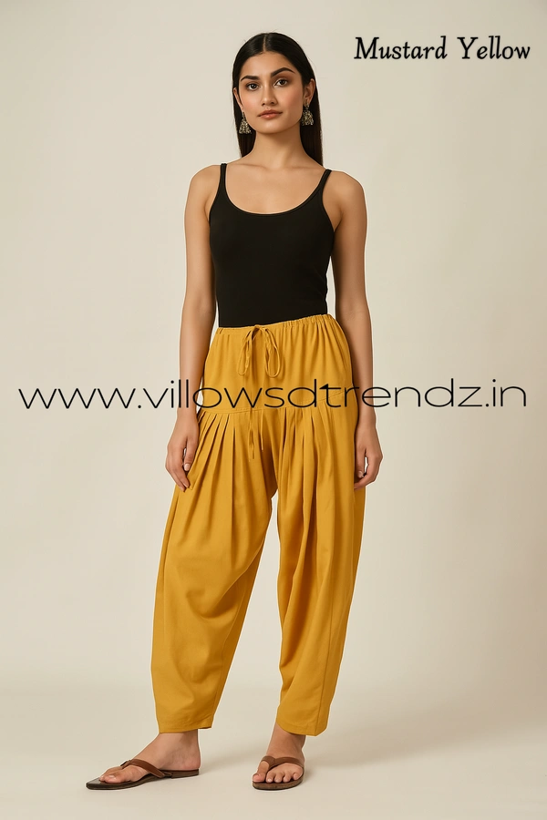 Ruthvi Ethnics Jaipur Cotton Patiyala| Shalwar |Free Size|100% Cotton |Mustered Yellow | JP145016 - One Size, Mustered Yellow