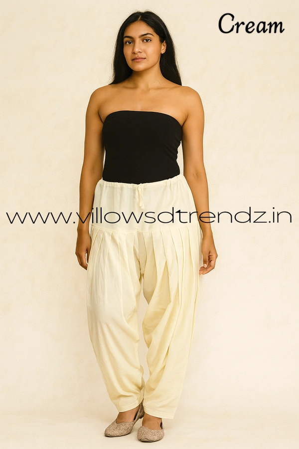 Ruthvi Ethnics Jaipur Cotton Patiyala| Shalwar |Free Size|100% Cotton | Cream | JP145022 - One Size, Cream