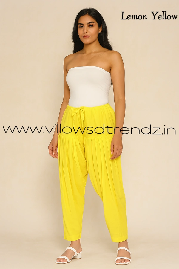 Ruthvi Ethnics Jaipur Cotton Patiyala| Shalwar |Free Size|100% Cotton |Lemon Yellow| JP145026 - One Size, Lemon Yellow