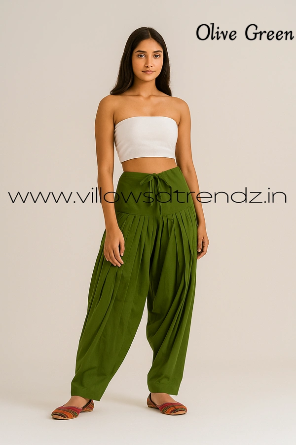 Ruthvi Ethnics Jaipur Cotton Patiyala| Shalwar |Free Size|100% Cotton |Olive Green | JP145007 - One Size, Olive Green