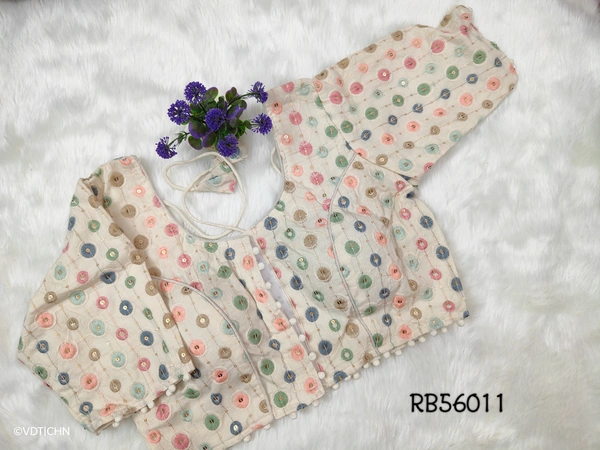 Ruthvi Ethnics Khadi Embroidery Blouse RB56011 - FS, Half White