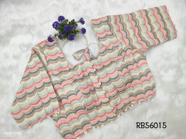 Ruthvi Ethnics Khadi Embroidery Blouse RB56015 - FS, Multi Colour