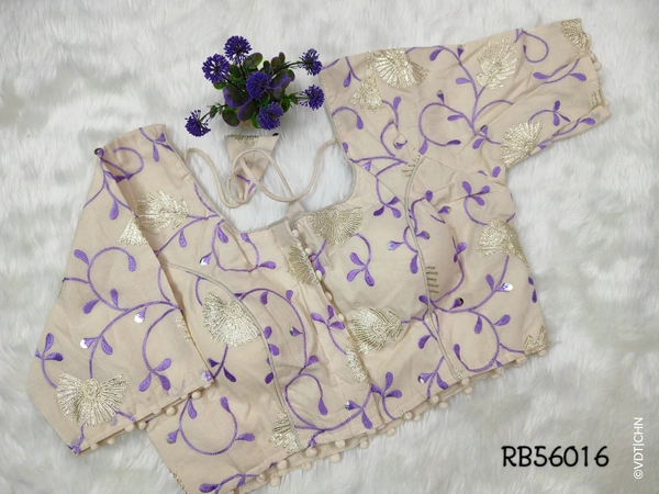 Ruthvi Ethnics Khadi Embroidery Blouse RB56016 - FS, Half Sandle With violet