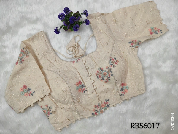 Ruthvi Ethnics Khadi Embroidery Blouse RB56017 - FS, Half Sandle With Florel