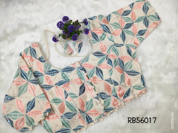 Ruthvi Ethnics Khadi Embroidery Blouse RB56017 - FS, Multi Colour