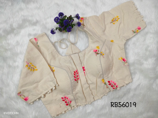 Ruthvi Ethnics Khadi Embroidery Blouse RB56019 - FS, Half Sandle With Florel