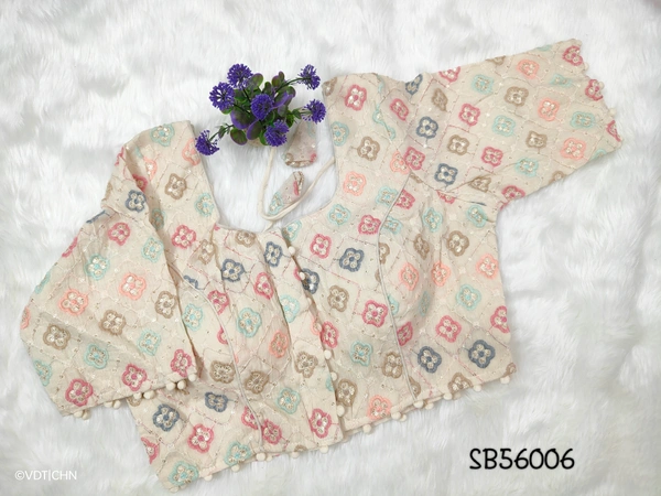 Ruthvi Ethnics Khadi Embroidery Blouse SB56006 - FS, Multi Colour