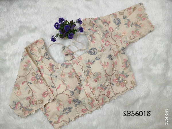 Ruthvi Ethnics Khadi Embroidery Blouse SB56018 - FS, Half Sandle With Florel