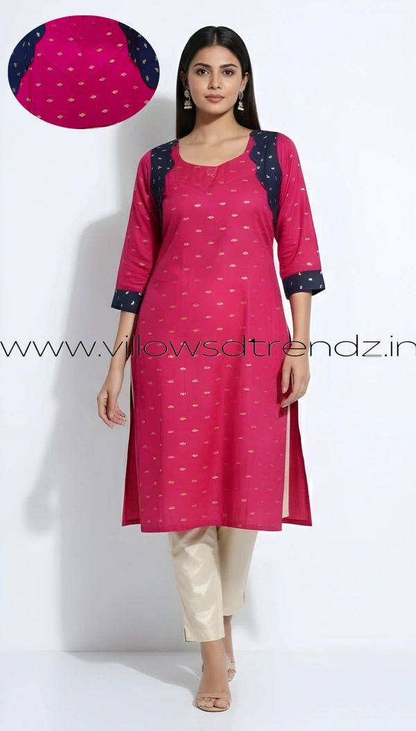 Ruthvi Ethnics Kurti Set With Designer Neck Pattern|Raw Silk Kurti with Pant and khadi Cotton Silk Shawl|Rani Pink| RS580012 - 2XL, Rani Pink