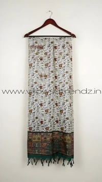 Ruthvi Ethnics Kurti Set With Designer Neck Pattern|Raw Silk Kurti with Pant and khadi Cotton Silk Shawl|Green | RS580011 - 2XL, Green