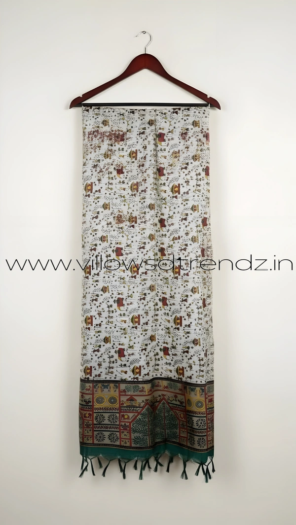 Ruthvi Ethnics Kurti Set With Designer Neck Pattern|Raw Silk Kurti with Pant and khadi Cotton Silk Shawl|Green | RS580011 - 2XL, Green