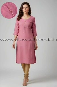 Ruthvi Ethnics Kurti Set With Designer Neck Pattern|Raw Silk Kurti with Pant and Silk Shawl | Pink | RS48020 - 2XL, Pink, 1, With Shawl