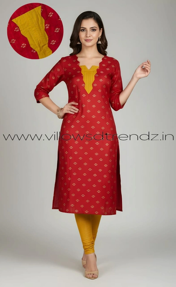 Ruthvi Ethnics Kurti Set With Designer Neck Pattern|Raw Silk Kurti with Pant and Silk Shawl |Red | RS48012 - 2XL, Red, 1, With Shawl