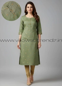 Ruthvi Ethnics Kurti Set With Designer Neck Pattern|Raw Silk Kurti with Pant and Silk Shawl |Light green | RS48011 - 2XL, Light green, 1, With Shawl