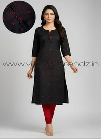 Ruthvi Ethnics Kurti Set With Designer Neck Pattern|Raw Silk Kurti with Pant and Silk Shawl |Black | RS48015 - 2XL, Black, 1, With Shawl