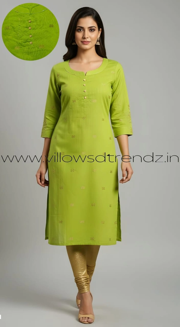 Ruthvi Ethnics Kurti Set With Designer Neck Pattern|Raw Silk Kurti with Pant and Silk Shawl |Green| RS48019 - L, Green, 1, With Shawl