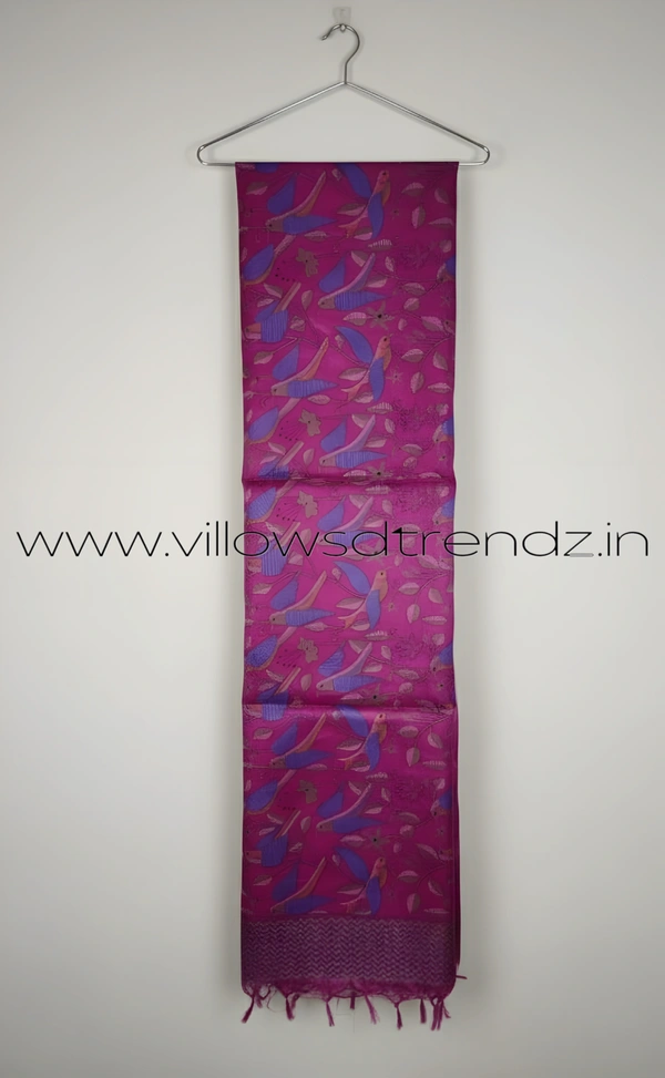 Ruthvi Ethnics Kurti Set With Designer Neck Pattern|Raw Silk Kurti with Pant and khadi Cotton Silk Shawl|Navy blue | RS580013 - L, Navy blue