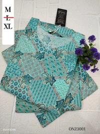 Twill Blue Kurti with Side Slit ON23001 - Blue, M