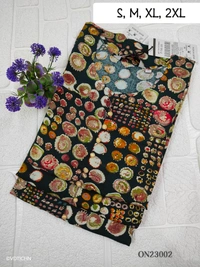 Twill Blue Kurti with Side Slit ON23002 - Black, S