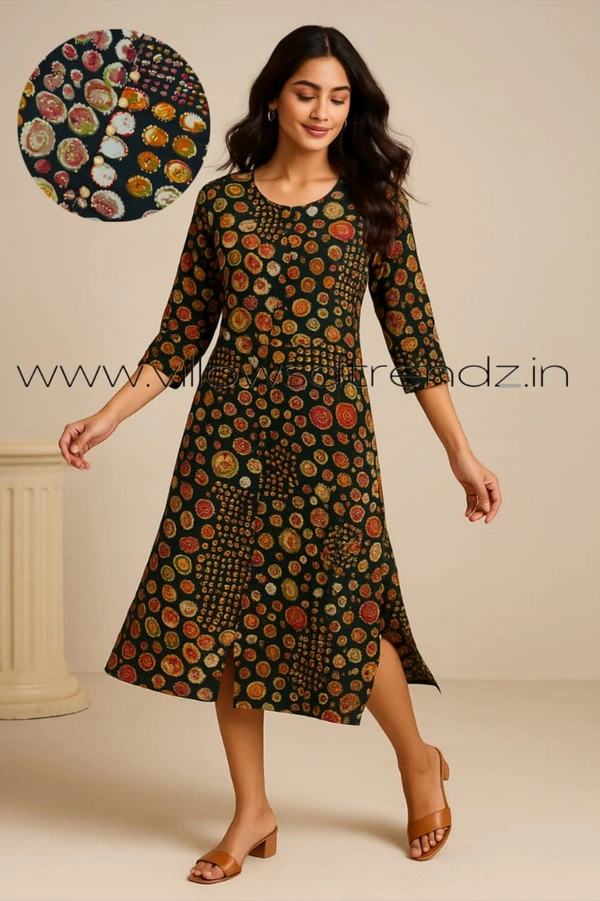 Twill Blue Kurti with Side Slit ON23002 - Black, S