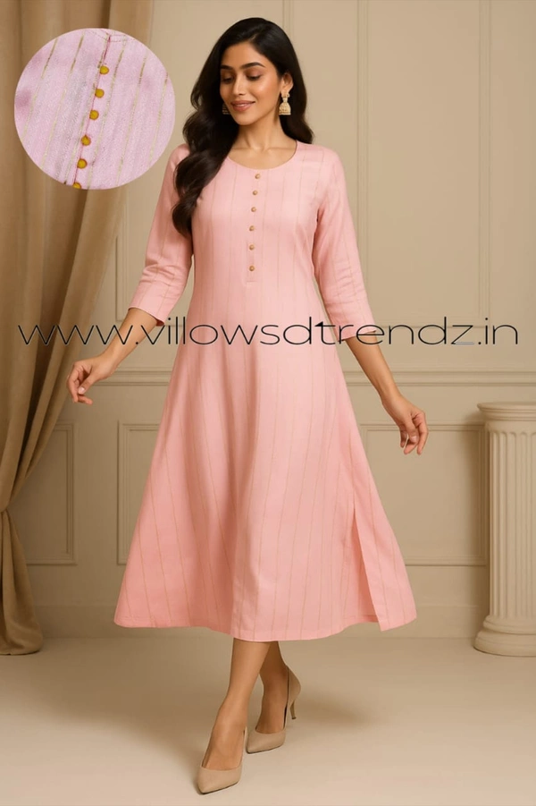 Twill Blue Kurti with Side Slit ON23003 - Pink, M