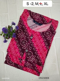 Twill Blue Kurti with Side Slit ON23004 - Maroon With Pink, S