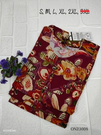 Twill Blue Kurti with Side Slit ON23008 - Maroon, 2XL