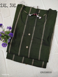 Twill Blue Kurti with Side Slit ON23010 - Green, 3XL