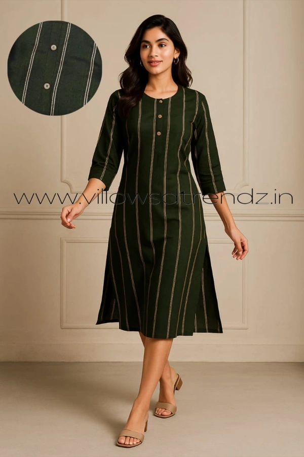 Twill Blue Kurti with Side Slit ON23010 - Green, 3XL