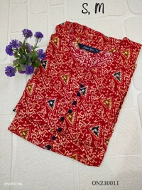 Twill Blue Kurti with Side Slit ON23011 - Red, S