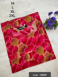 Twill Blue Kurti with Side Slit ON597 - Red, 2XL