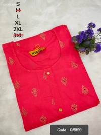 Twill Blue Kurti with Side Slit ON599 - Pink, XL
