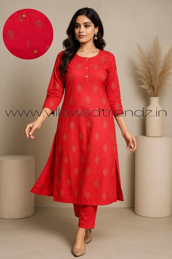 Twill Blue Kurti with Side Slit ON599 - Pink, XL