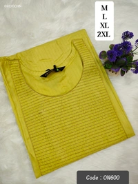 Twill Blue Kurti with Side Slit ON600 - Yellow, 2XL
