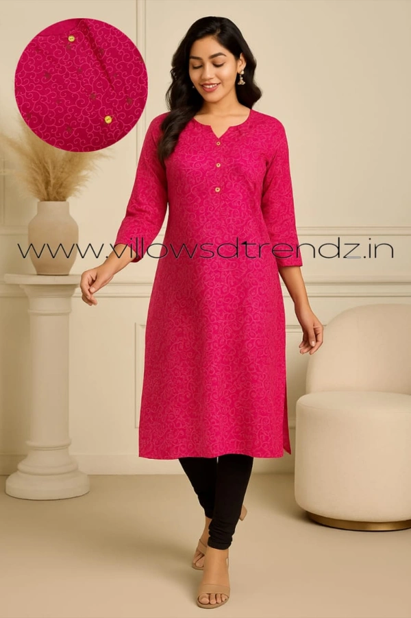 Twill Blue Kurti with Side Slit ON603 - Pink, XL