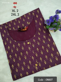Twill Blue Kurti with Side Slit ON607 - Purple, XL