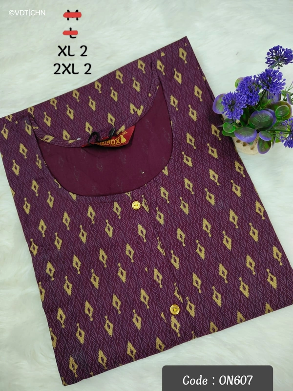 Twill Blue Kurti with Side Slit ON607 - Purple, XL