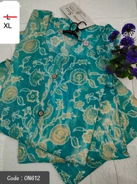 Twill Blue Kurti with Side Slit ON612 - Green, XL