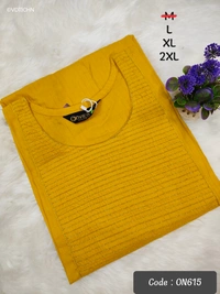 Twill Blue Kurti with Side Slit ON615 - Yellow, 2XL
