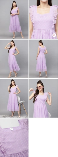 Villows Lavender Georgette Frock 498 - L, Lavender