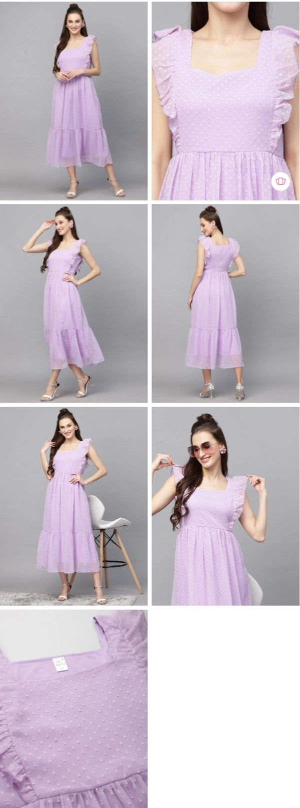 Villows Lavender Georgette Frock 498 - L, Lavender