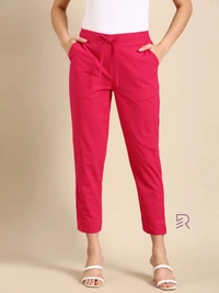 Ruthvi Ethnics Linen Cotton Kurti Pants KP23225301 - 3XL, Rani Pink